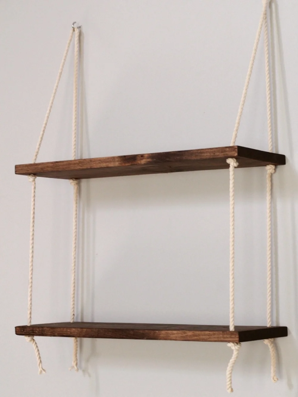Handmade Rope Hanging Wall Shelf - Cream & Brown